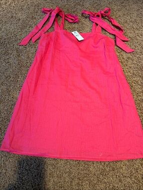 Express Bright Pink Tie-Shoulder Summer Dress